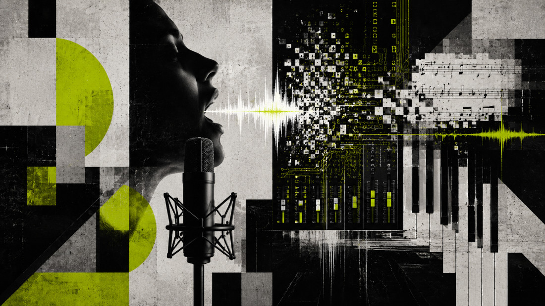 abstracto rostro, composición y música