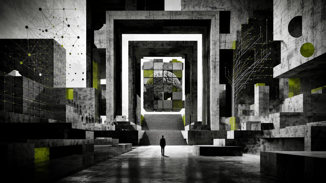 abstracto hombre y diseño cerebral