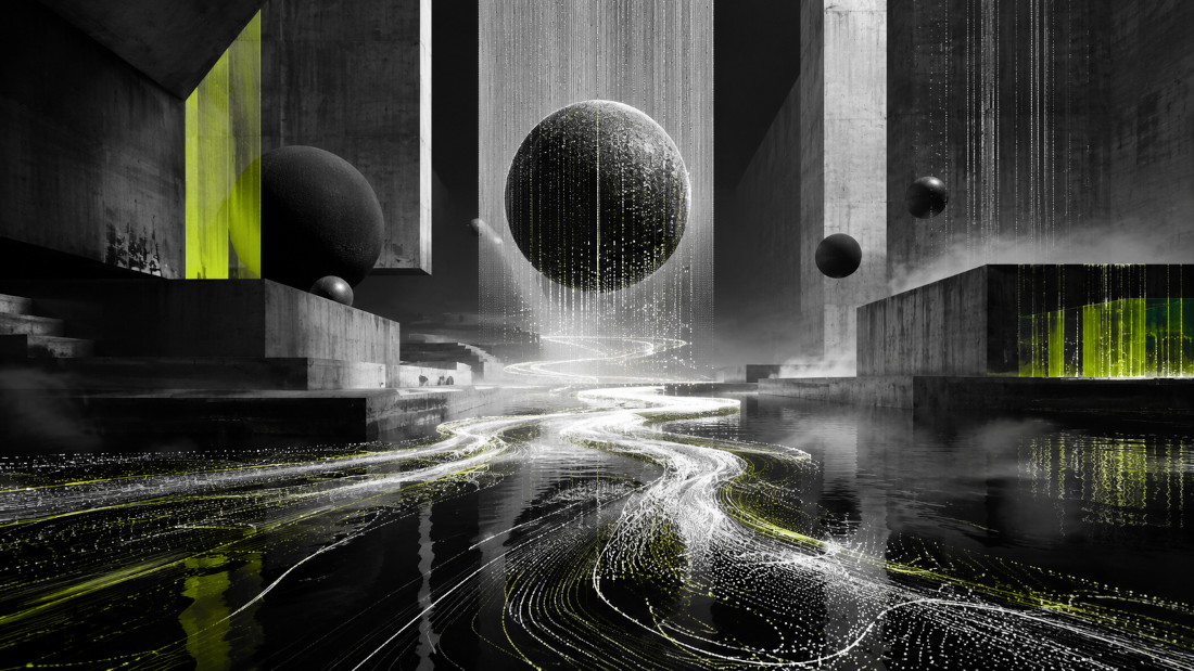 abstract ball suspended
