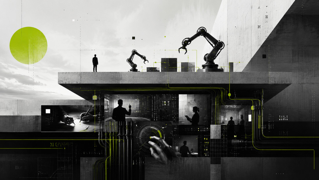 abstract workers and machines