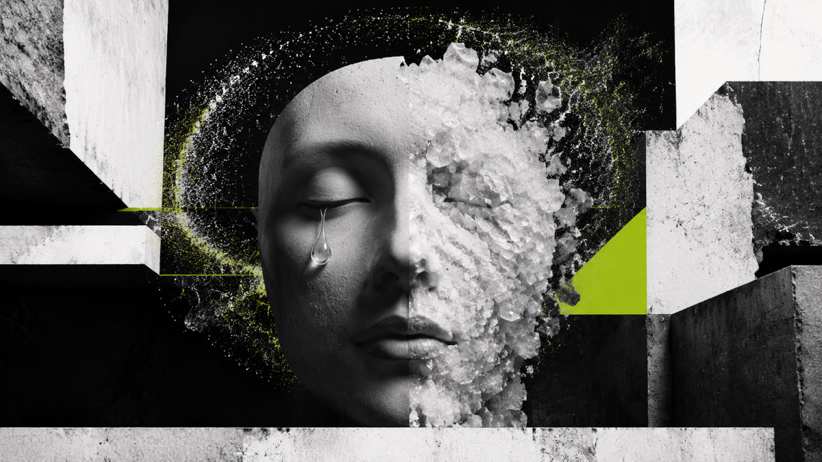 abstract tears in human face