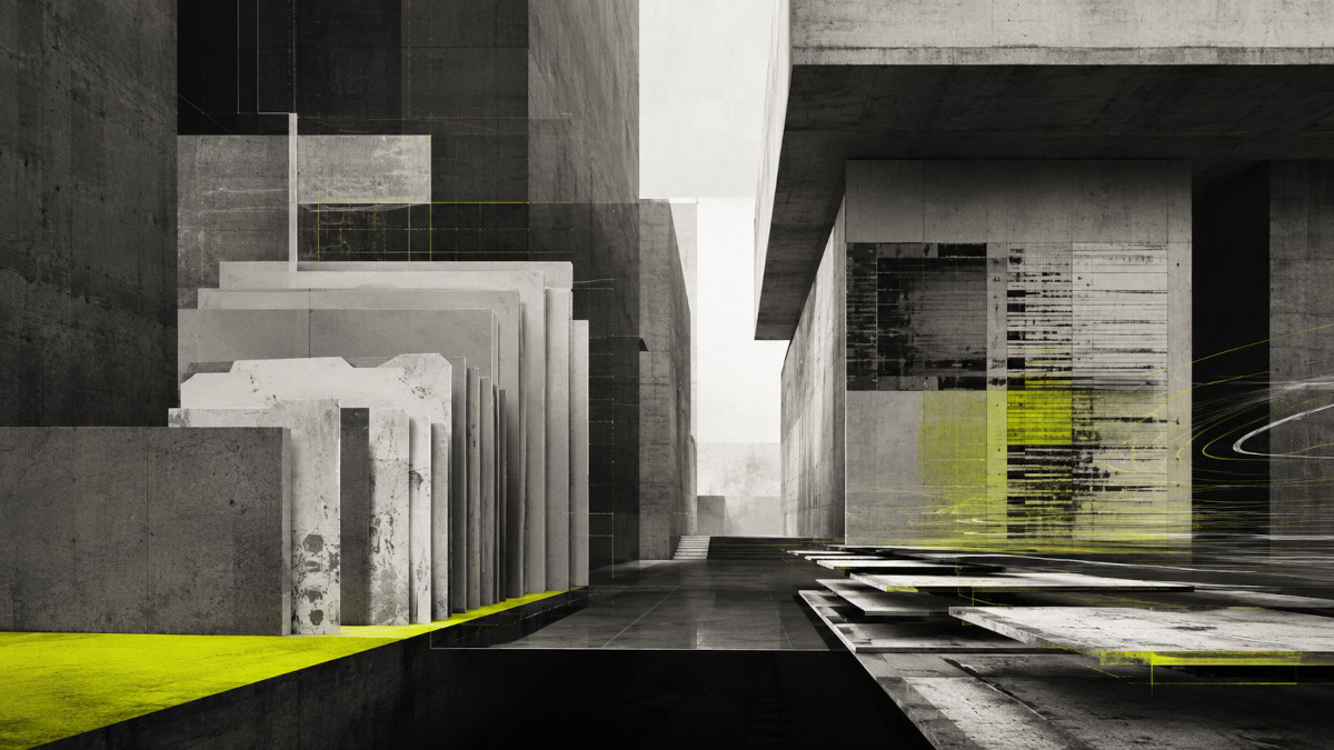 abstract brutalist large passage