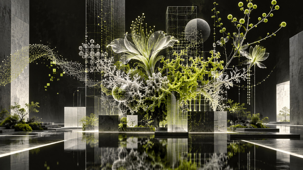 abstract plant in a digital modern garden