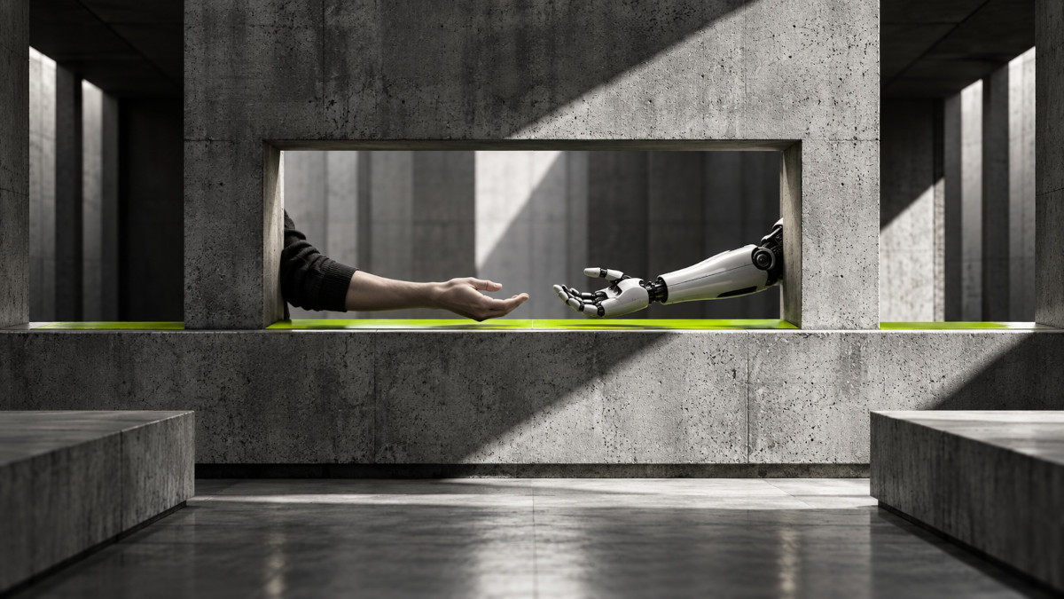 abstract human and robot hands