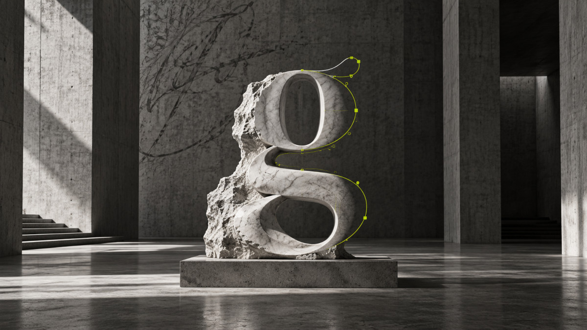 abstract g letter sculpture
